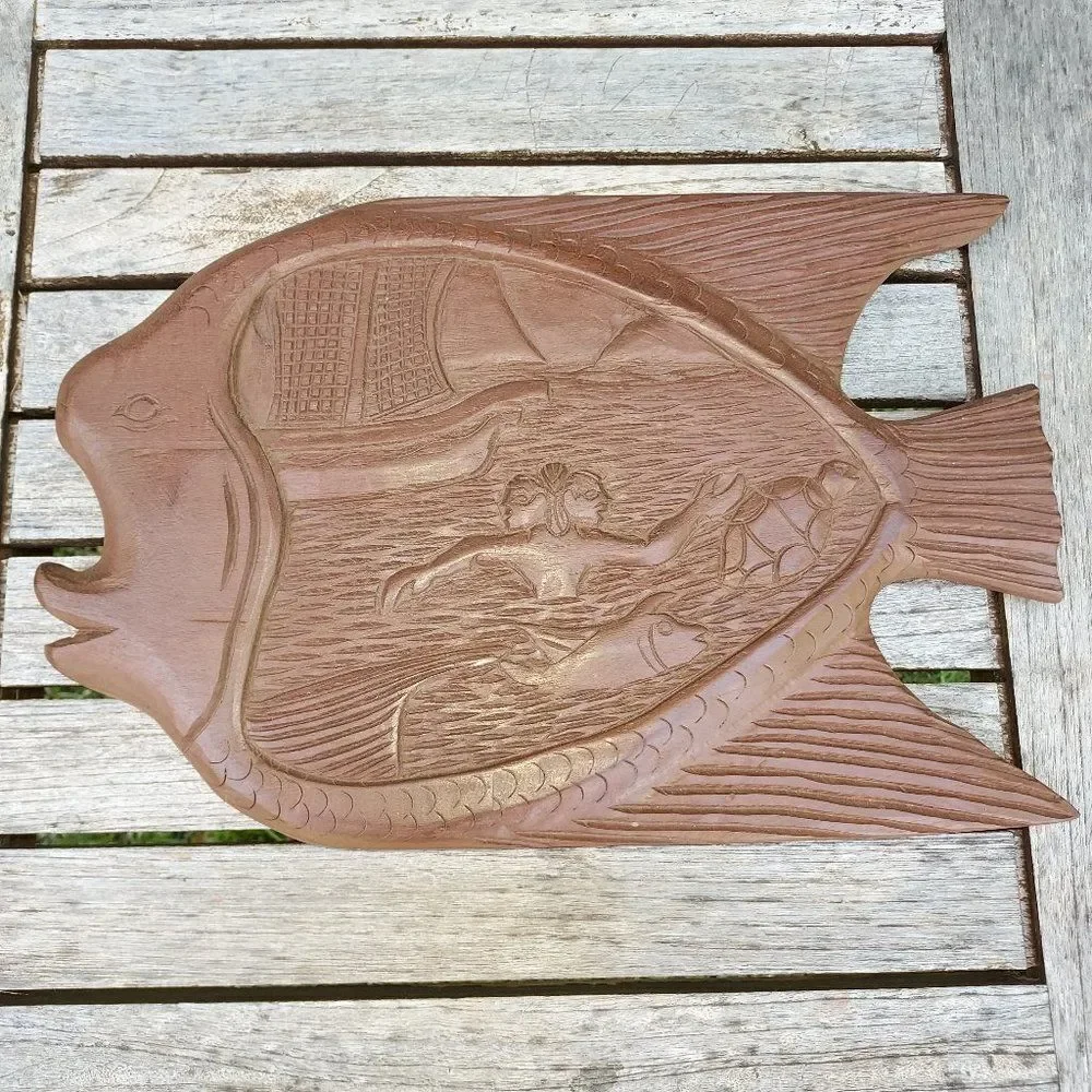 Vintage Handcarved Hawaiian Wooden Plaque